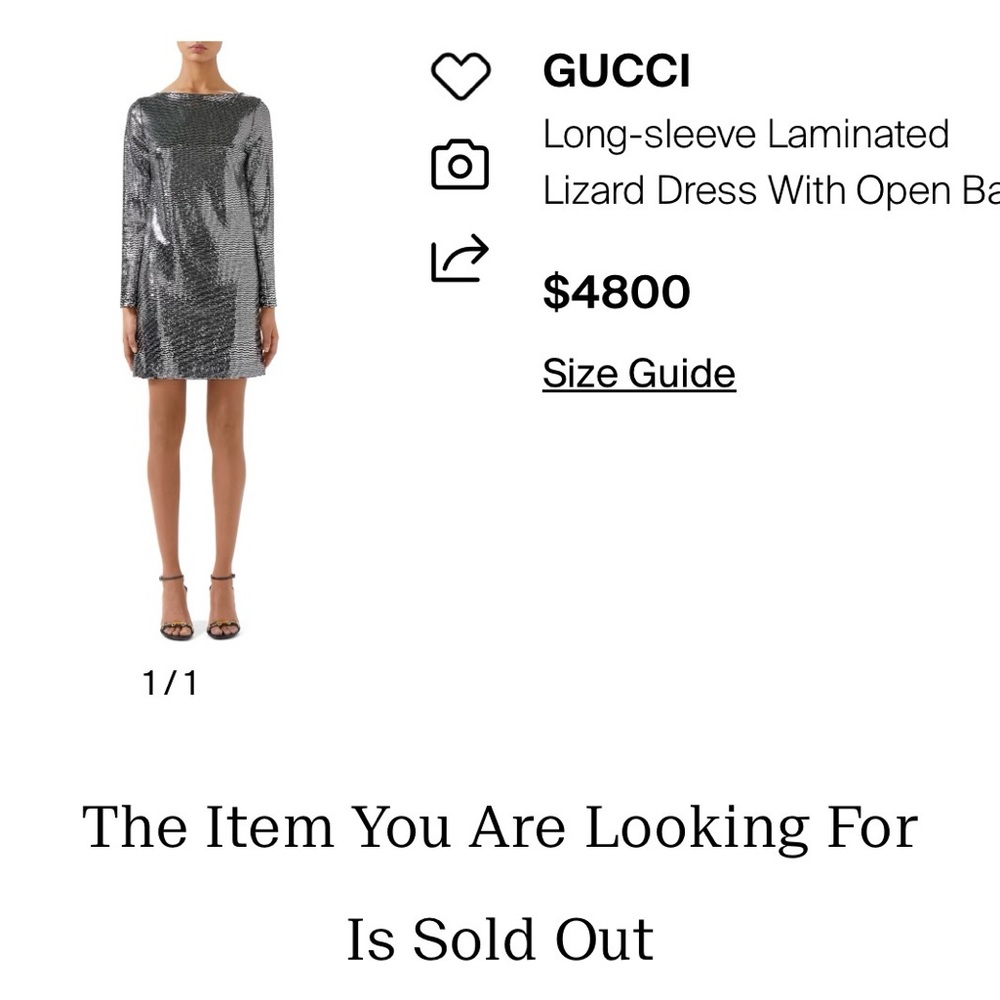 Retail $4800 New Gucci Laminated Lizard Dress With Open Back In Black Silver - Picture 6 of 15